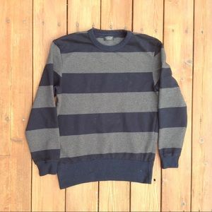Zara Navy and Gray Striped Sweatshirt
